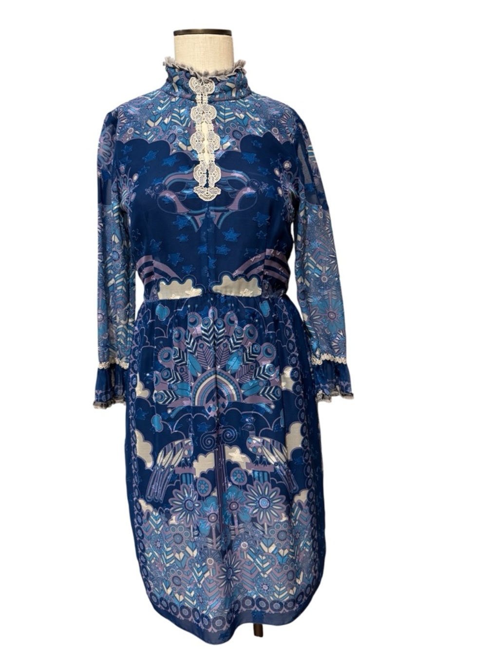 Anna Sui peacock print dress size 2